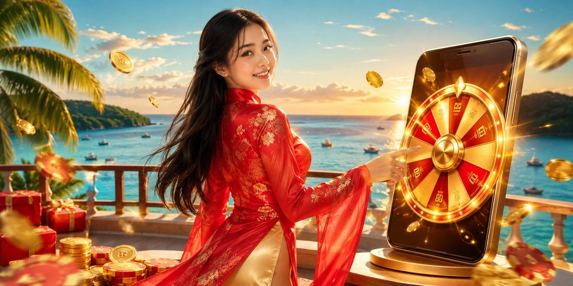 Khung cảnh giải trí tại Phú Quốc với người mặc áo dài tham gia trò chơi roulette